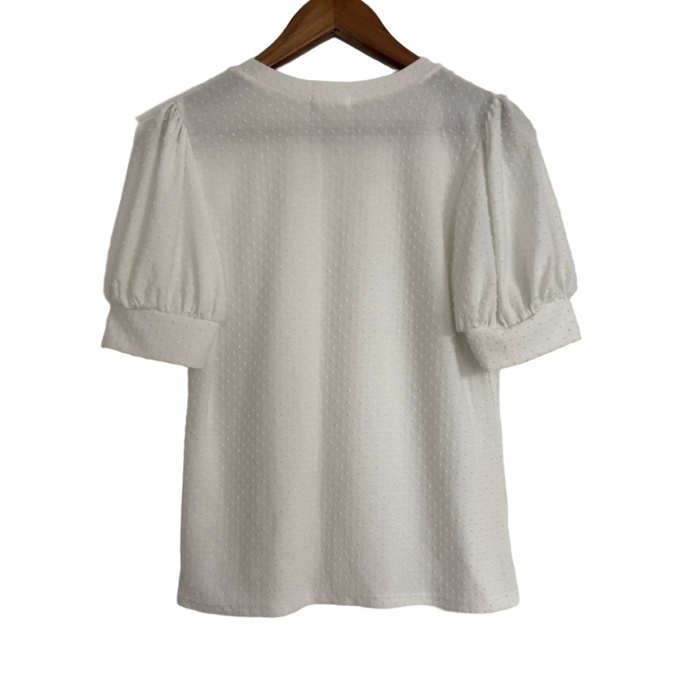 les amis Women’s White Short Sleeve Textured Top Size Medium. - Picture 2 of 4